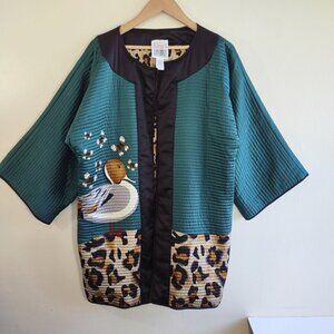 Very Vollbracht Quilted Reversible Jacket Size Large Open Front Boho Artsy